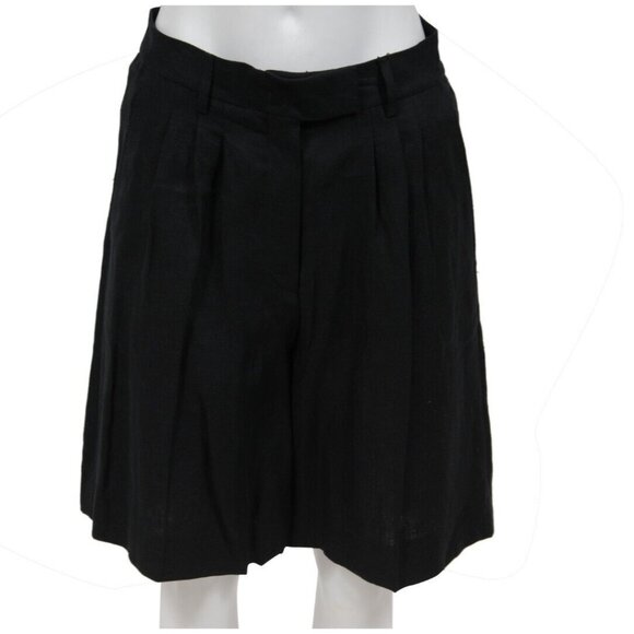 Remain Womens Pleated Kit Shorts US 10 EU 40 Pirate Black Linen Pokcets - Picture 1 of 12